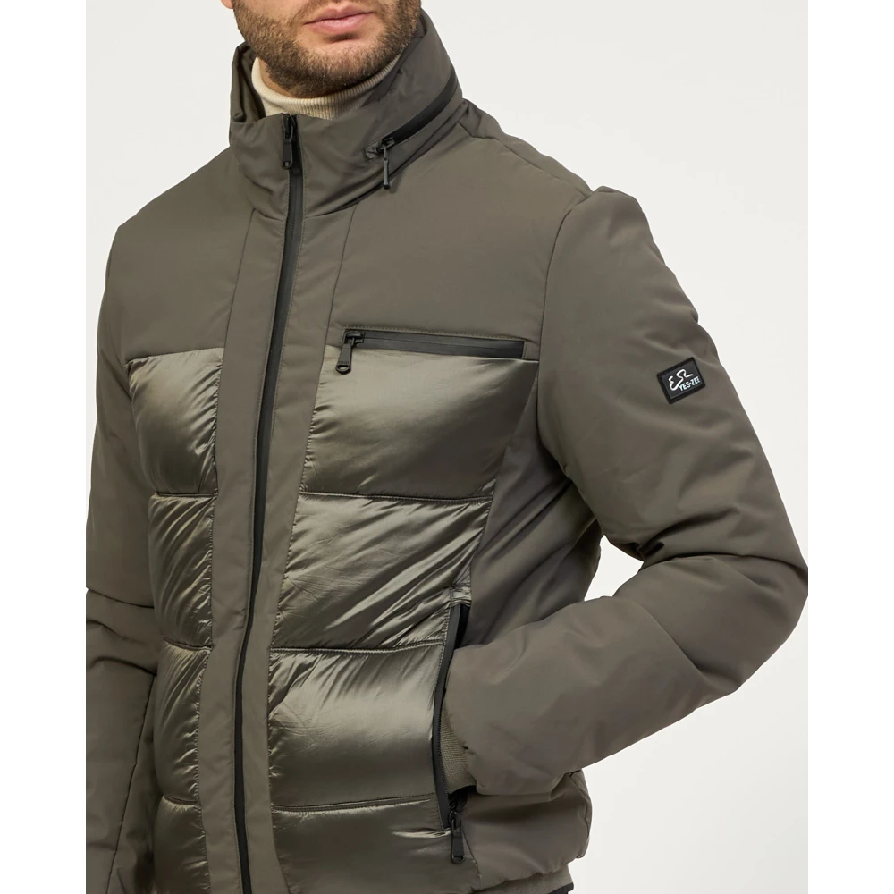YES ZEE Militaire gewatteerde jas met softshell-inzetstukken Green Heren