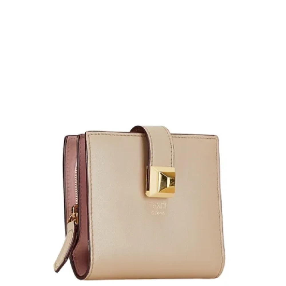 Fendi Vintage Pre-owned Leather wallets Beige Dames