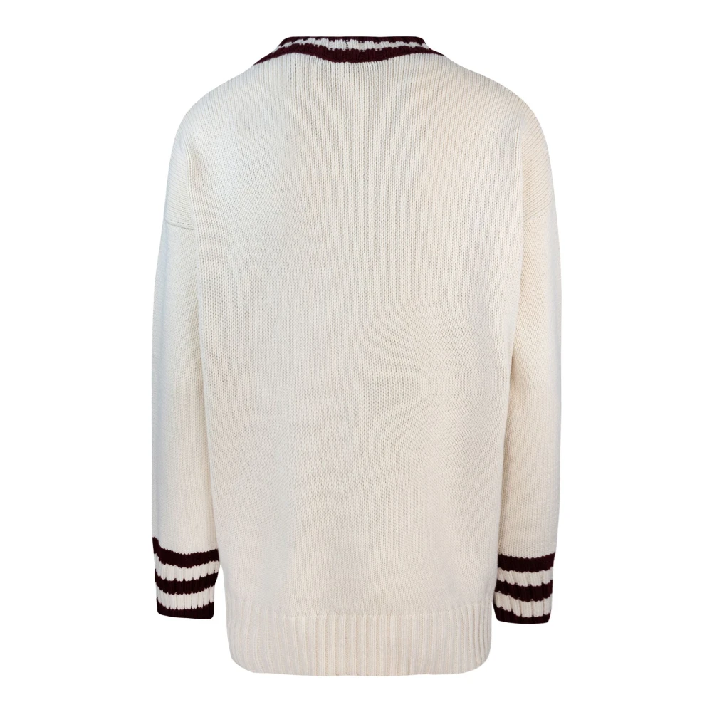 Max Mara Oversized V-hals Vest met knoopsluiting Beige Dames