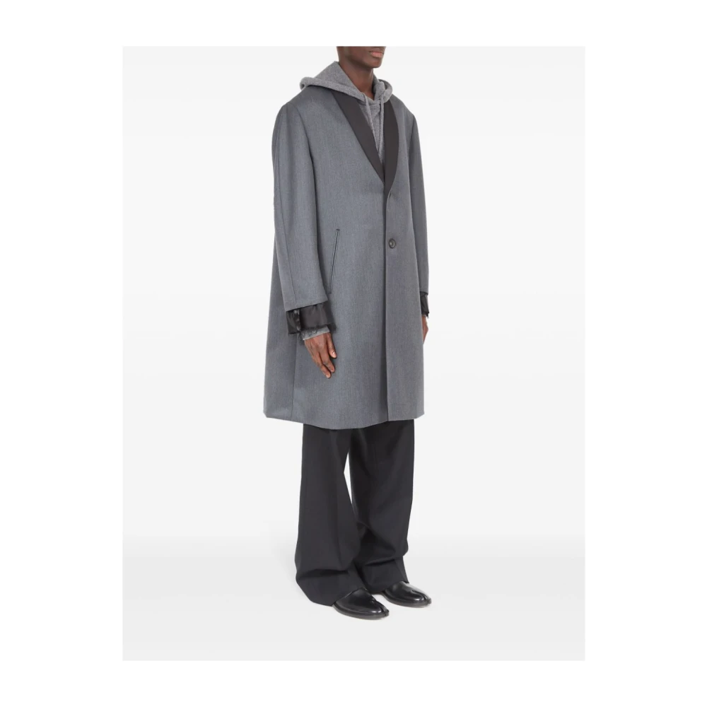 Maison Margiela Grijze Wol Gelaagde Jas Gray Heren
