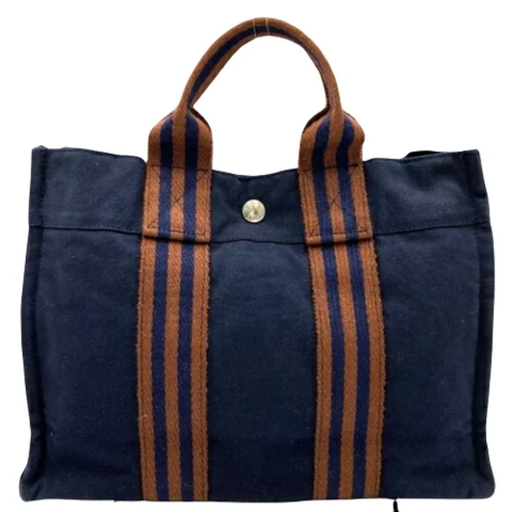 Hermès Vintage Pre-owned Cotton handbags Blue Dames