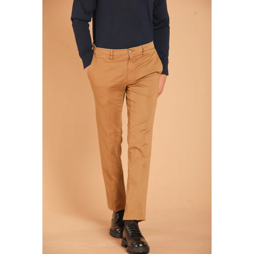 Mason's Gabardine Stretch Chino Broek Regular Fit Brown Heren