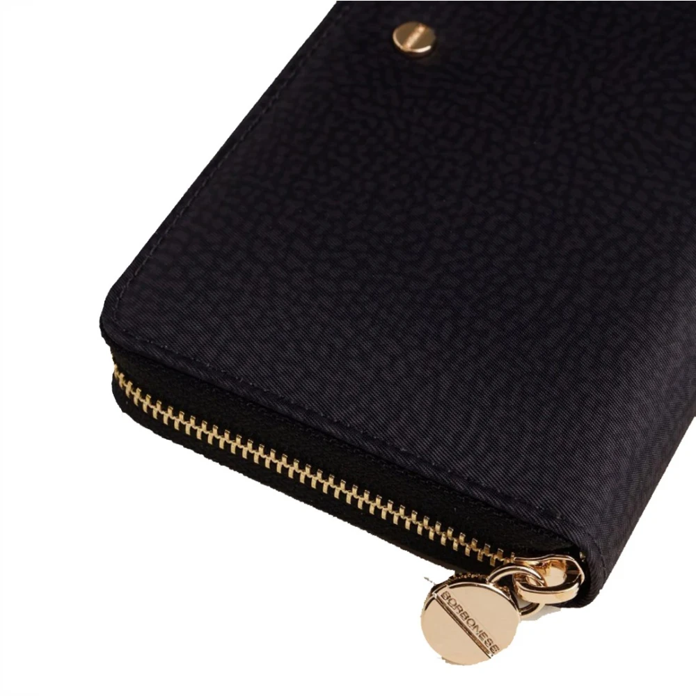 Borbonese Stijlvolle compacte portemonnee met ritssluiting Black Dames