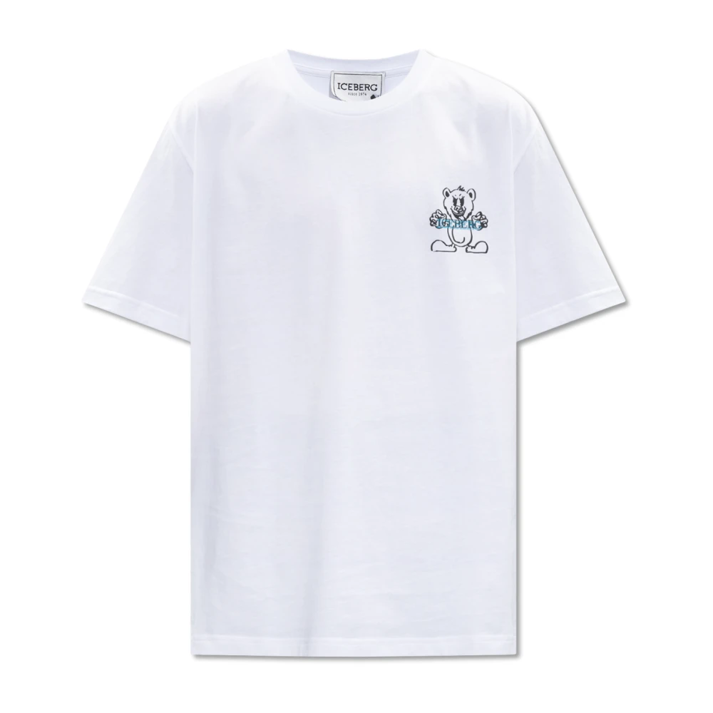 Iceberg Logo Print T-Shirt White Heren