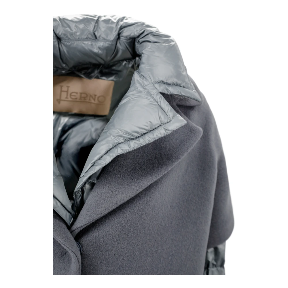 Herno Denim Wollen Jas Gelaagd Design Blue Dames