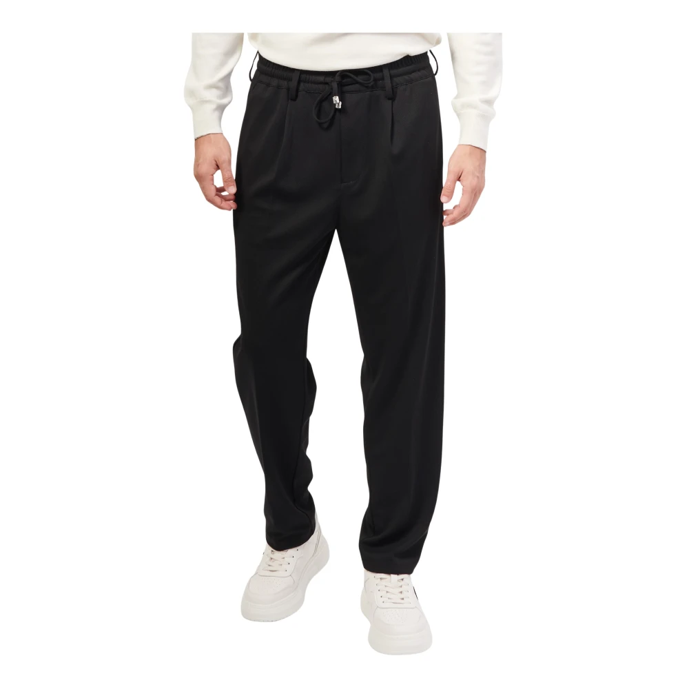 Richmond Zwarte broek met rechte pijpen en elastische taille Black Heren