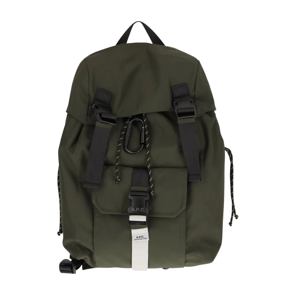 A.p.c. Nylon Vandring Ryggsäck med Framficka Green, Herr