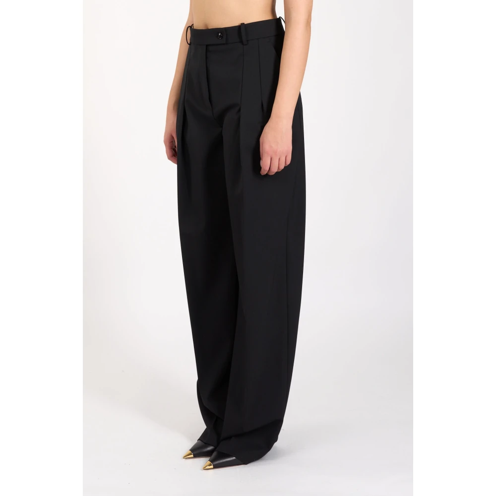Elisabetta Franchi Hoge taille rechte wollen broek Black Dames