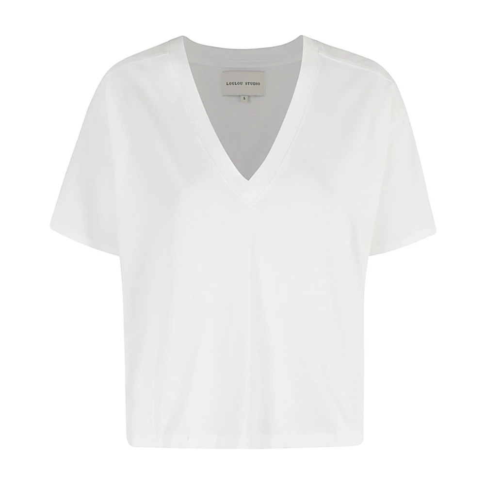 Loulou Studio Basis V-hals T-shirt White Dames