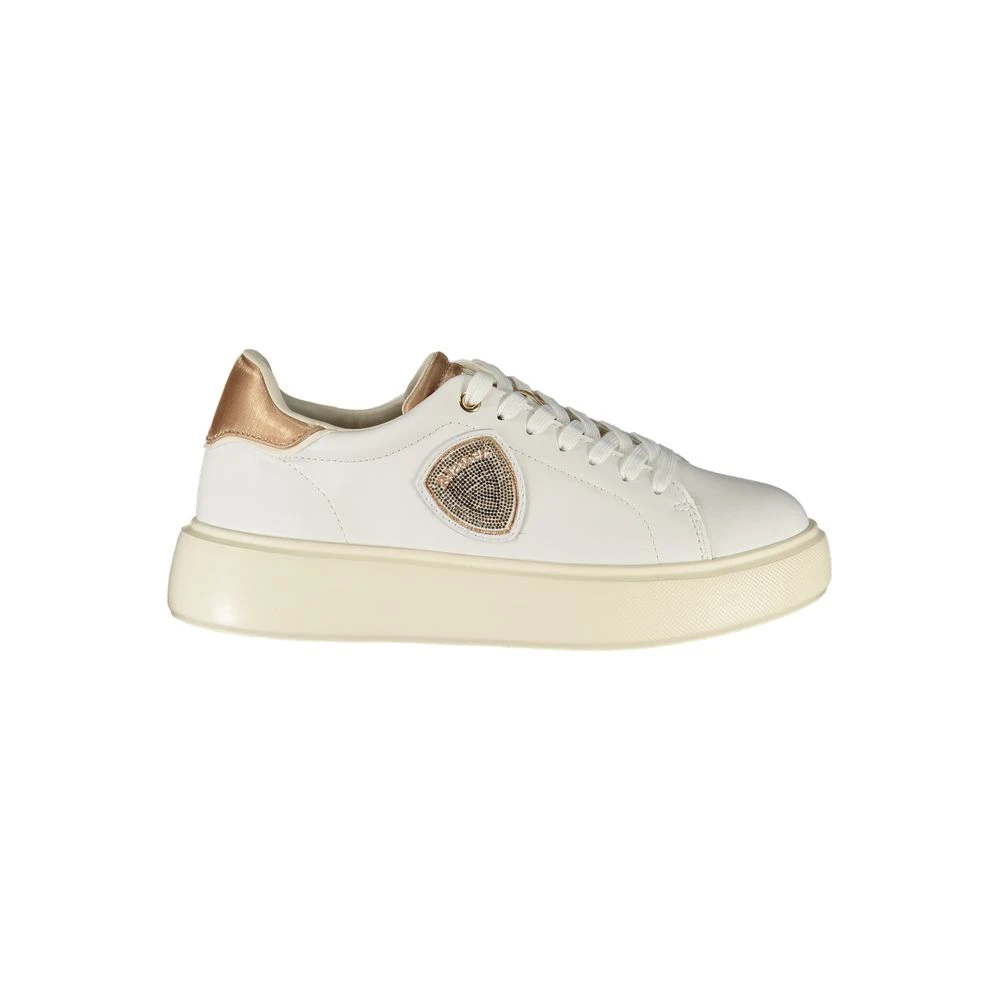 Blauer Women's White Sneakers, 7 Uk, Leather Sneaker With Bronze Accents
