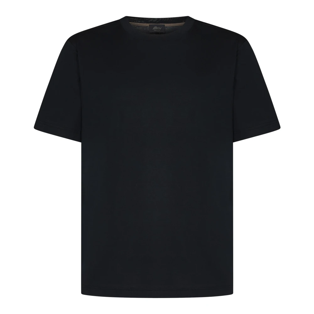Brioni Zwart Katoenen Crewneck T-Shirt Black Heren