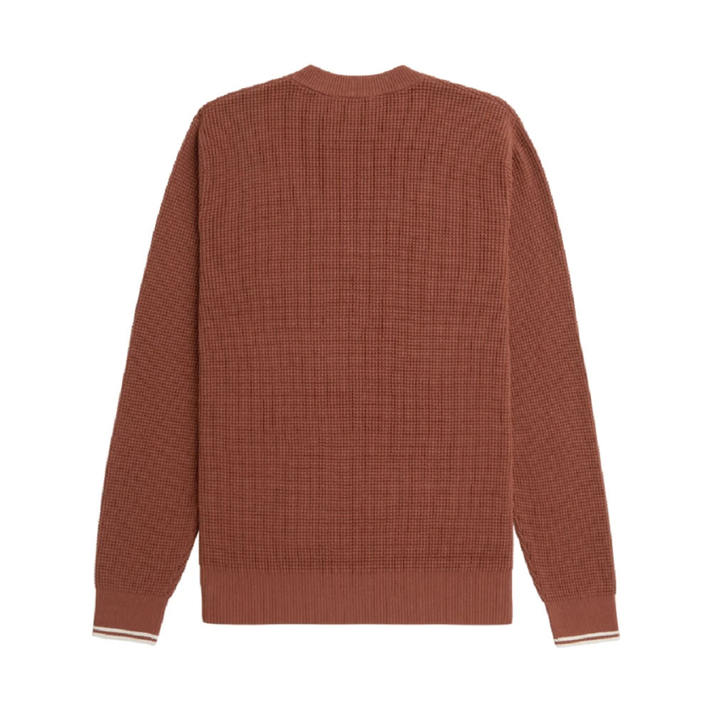 Fred Perry Bruine Trui Honingraat Textuur Laagjesstuk Brown Heren