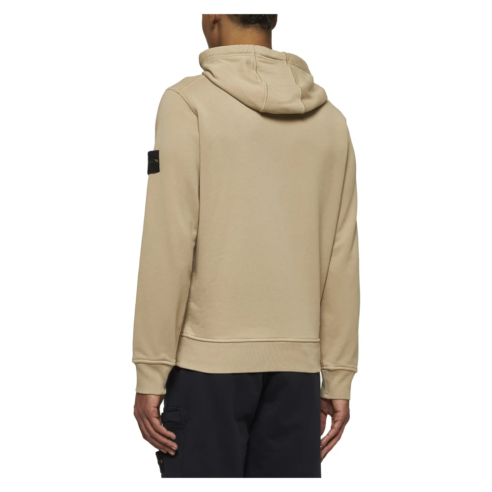 Stone Island Beige hoodie met badge en kangoeroezak Beige Heren
