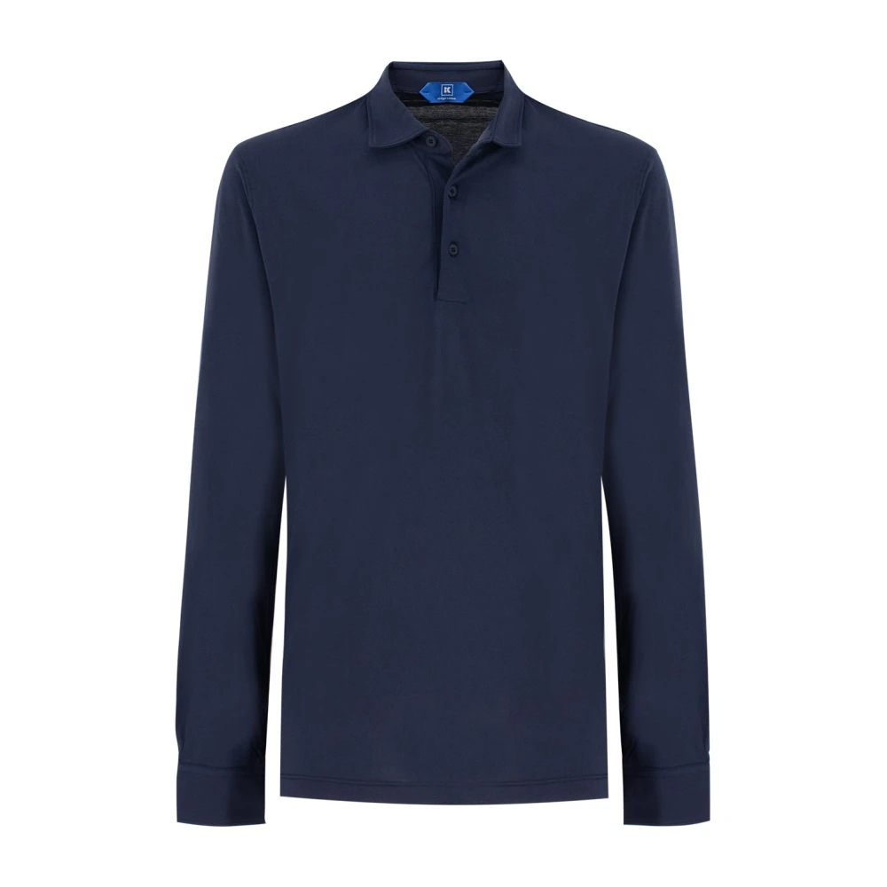 Kired Katoenen poloshirt met lange mouwen Blue Heren