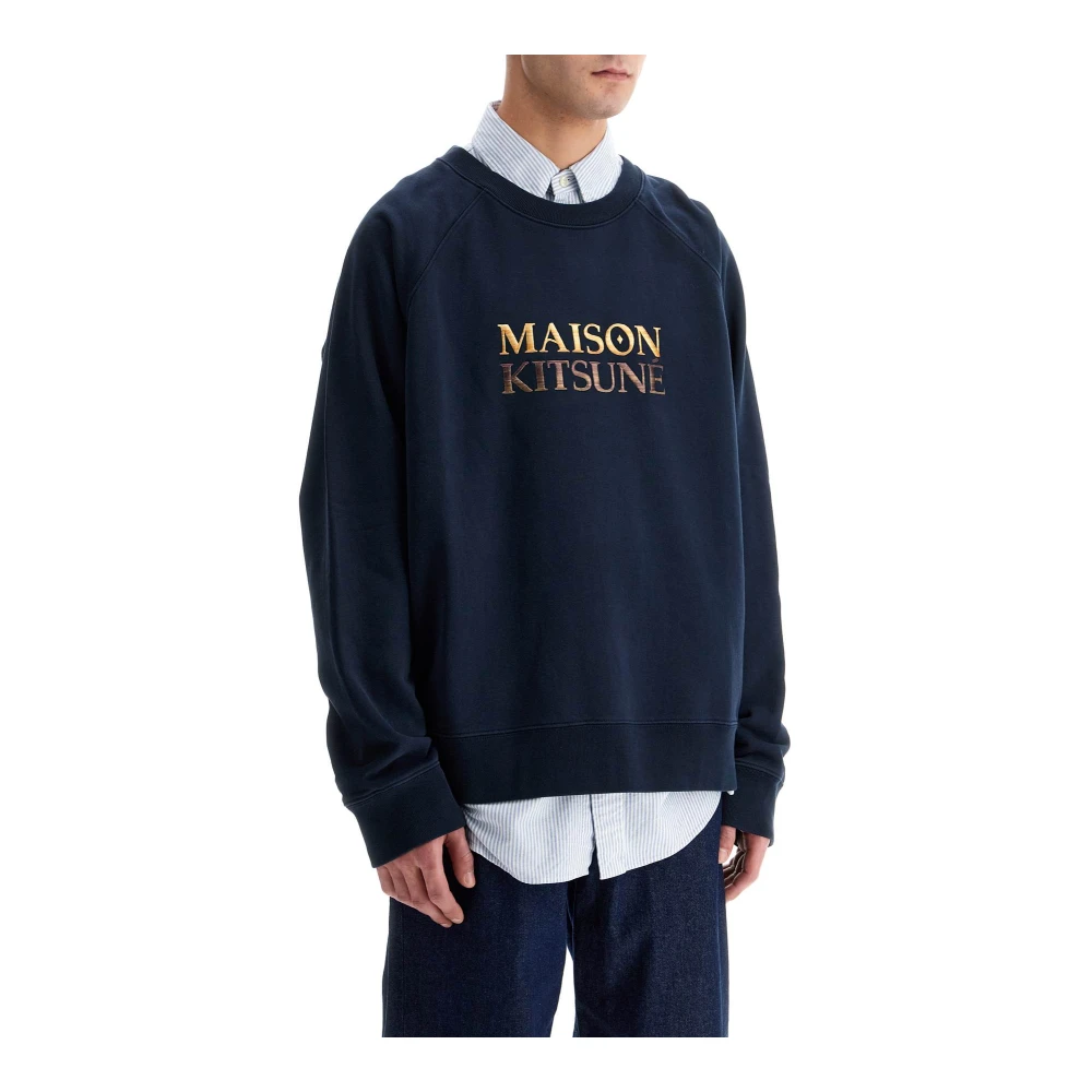 Maison Kitsuné Gradient Logo Oversized Crewneck Sweatshirt Blue Heren