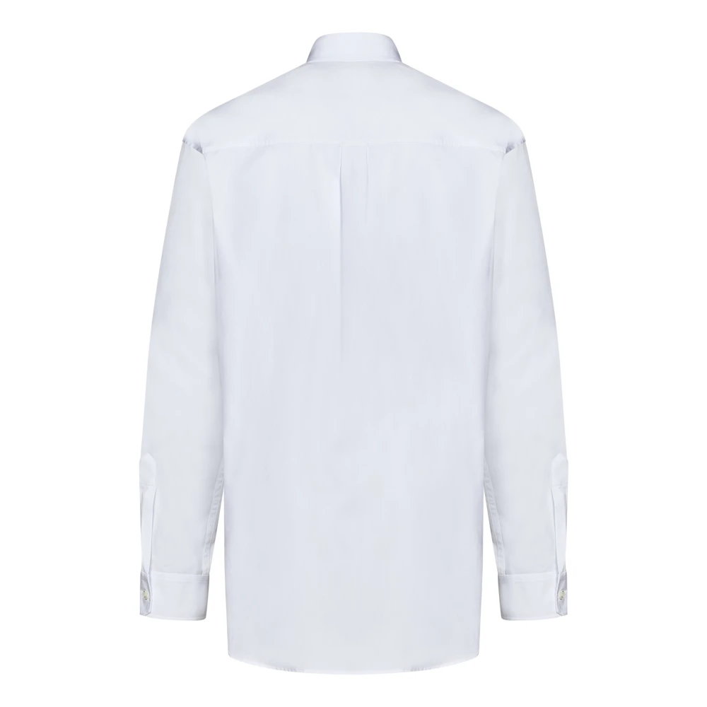 Dsquared2 Witte Katoenen Poplin Shirt met Frontopdruk White Heren