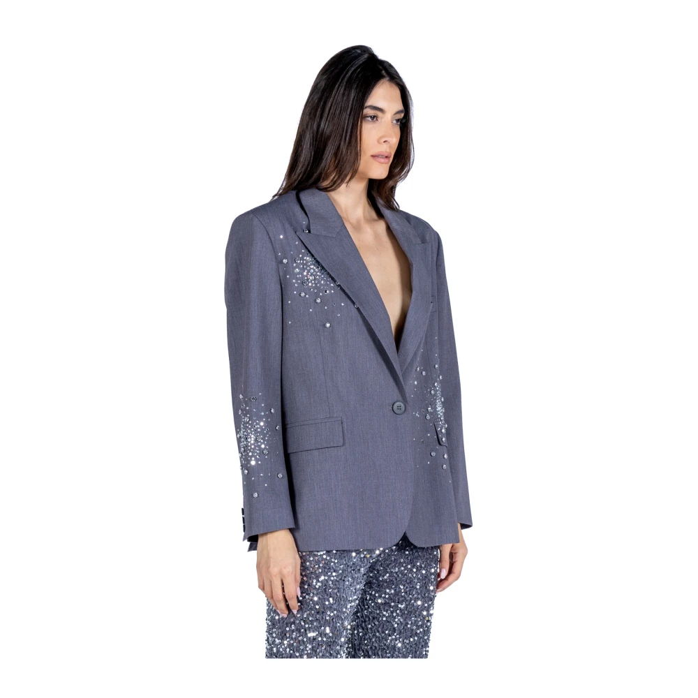 DES Phemmes Rhinestone-versierde grijze blazer Gray Dames