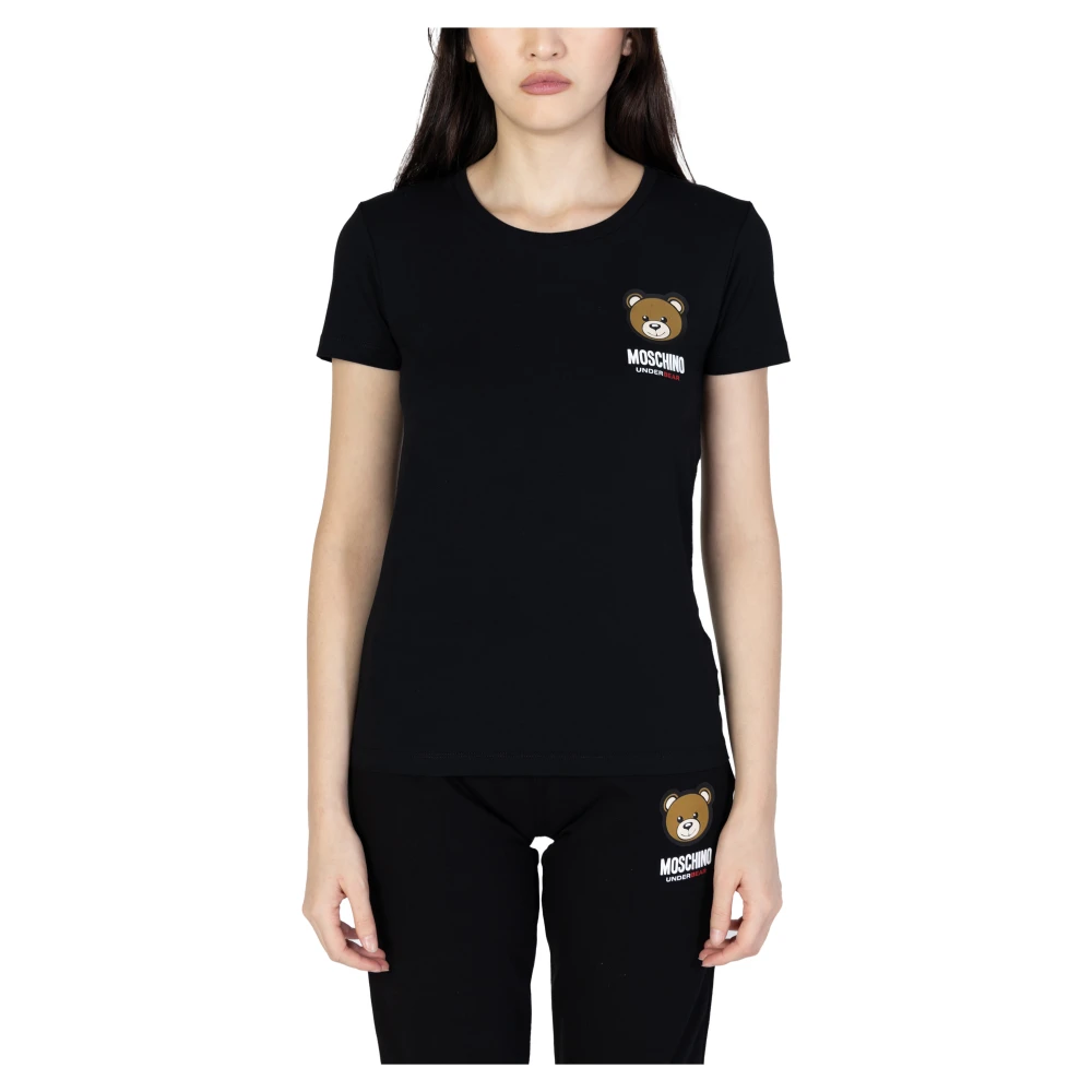 Moschino Zwarte bedrukte dames T-shirt Black Dames