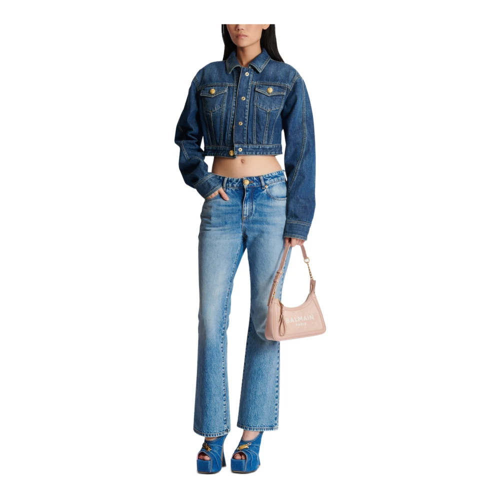 Balmain Wijduitlopende denim jeans Blue Dames