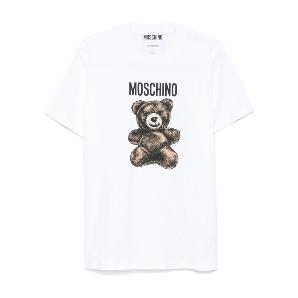 Moschino Witte Crew Neck T-shirts en Polos White Heren
