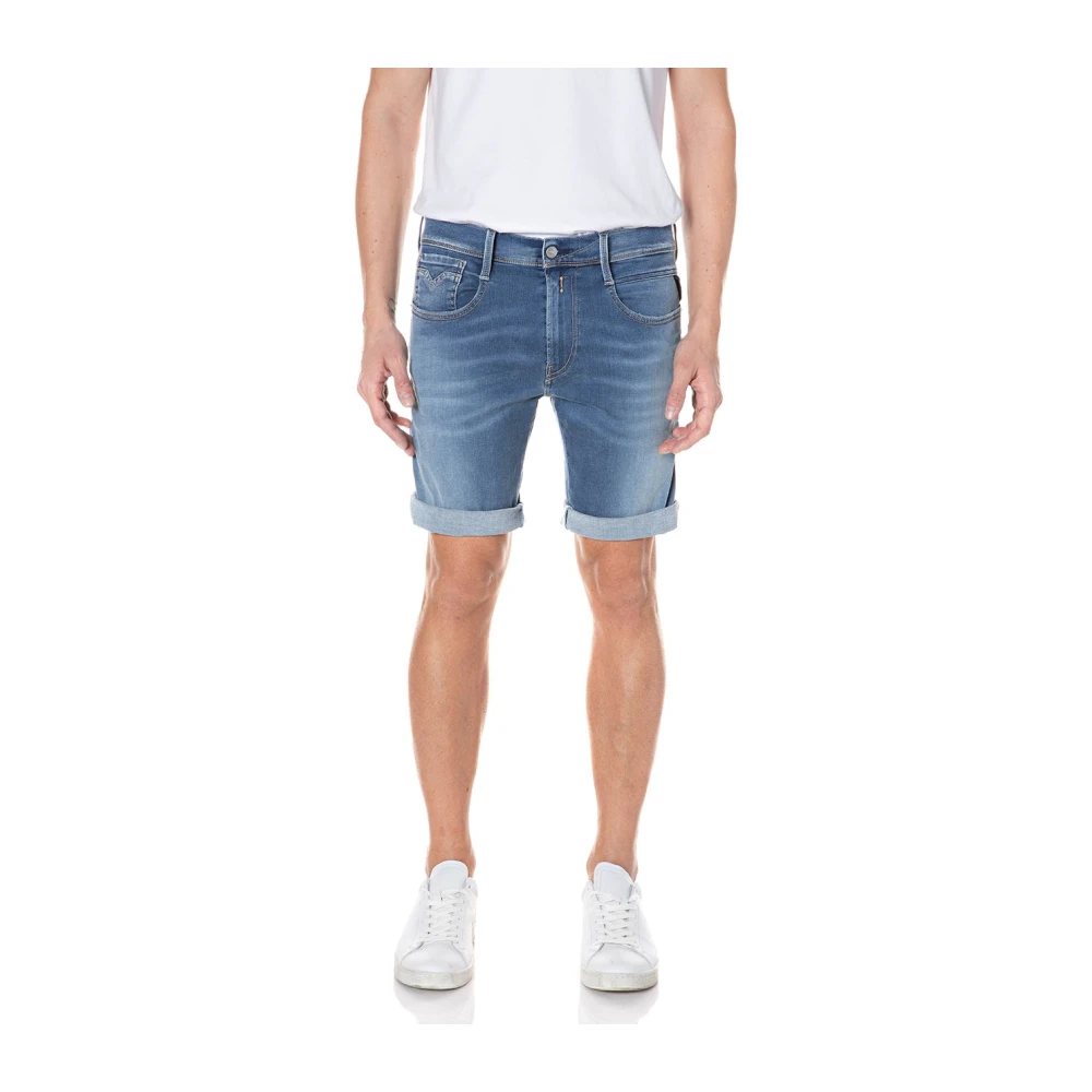 Blå Denim Shorts for Menn