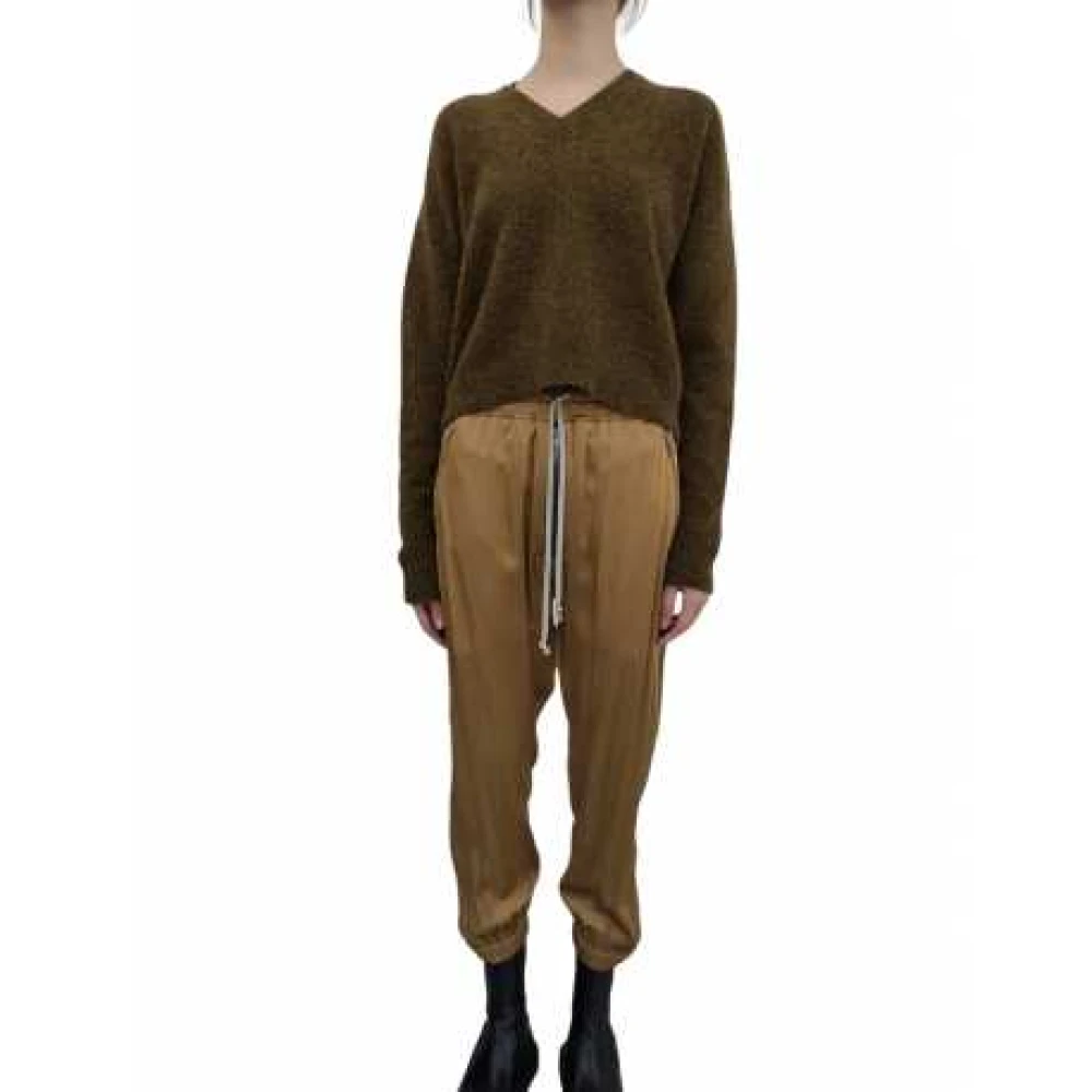 Rick Owens Chiné Honey V-Neck Alpaca Wool Sweater Green Dames