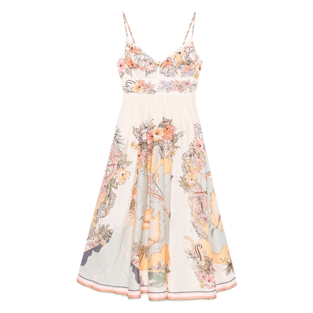 Zimmermann Mouwloze Linnen Midi Jurk met Nautisch Patroon Multicolor Dames