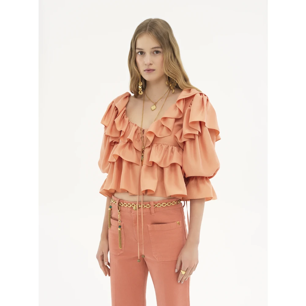 Chloé Roze Zijden Blouse met Koordjes Pink Dames