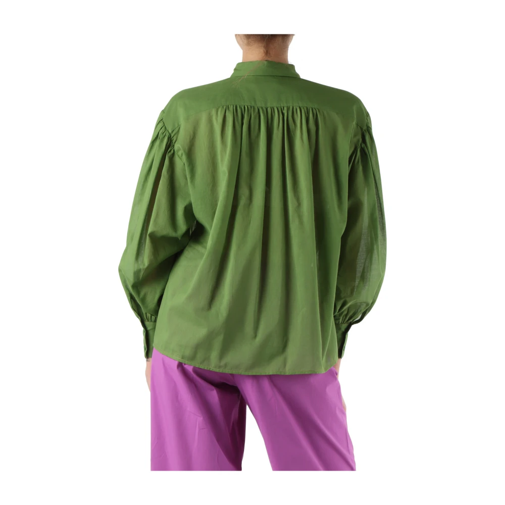 NIU Katoenen Voile Overhemd Klassieke Lange Mouw Green Dames