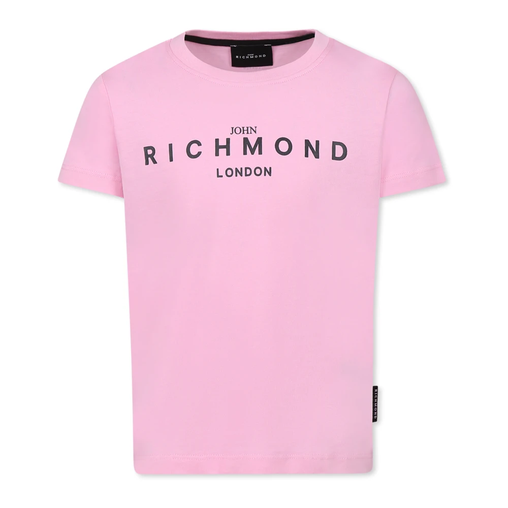 John Richmond Rosa Bomull T-shirt med Logo Pink, Unisex