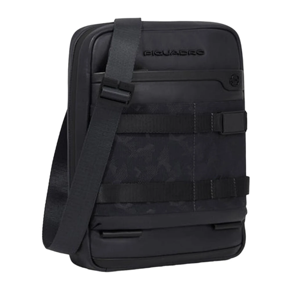 Piquadro Zwarte leren tas Eén Black Heren