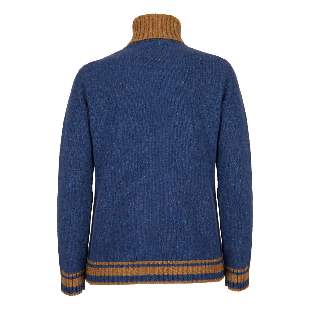 Gallo Blauwe Turtleneck Aran Sweater Vrouwen Blue Dames