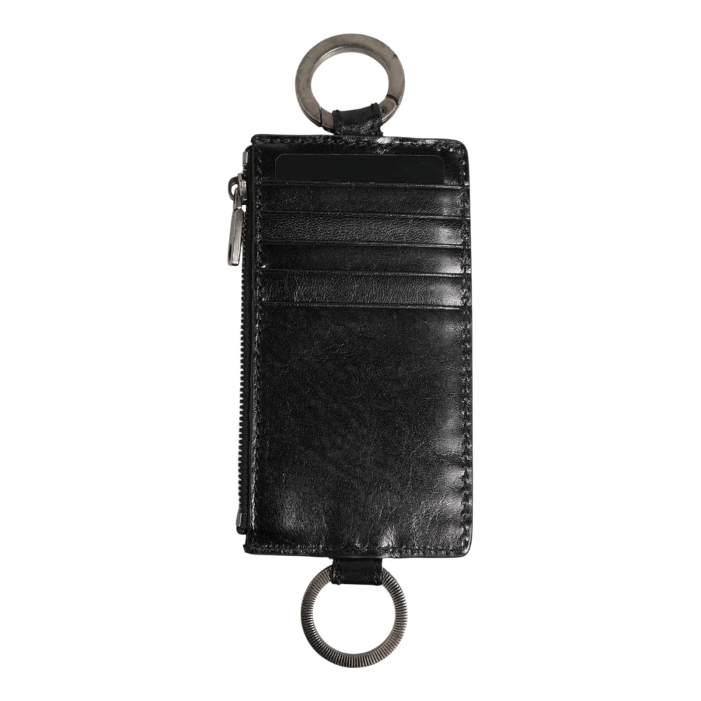 Dolce & Gabbana Unisex Black Wallets & Cardholders, One Size, Leather Logo Embossed Cardholder Wallet
