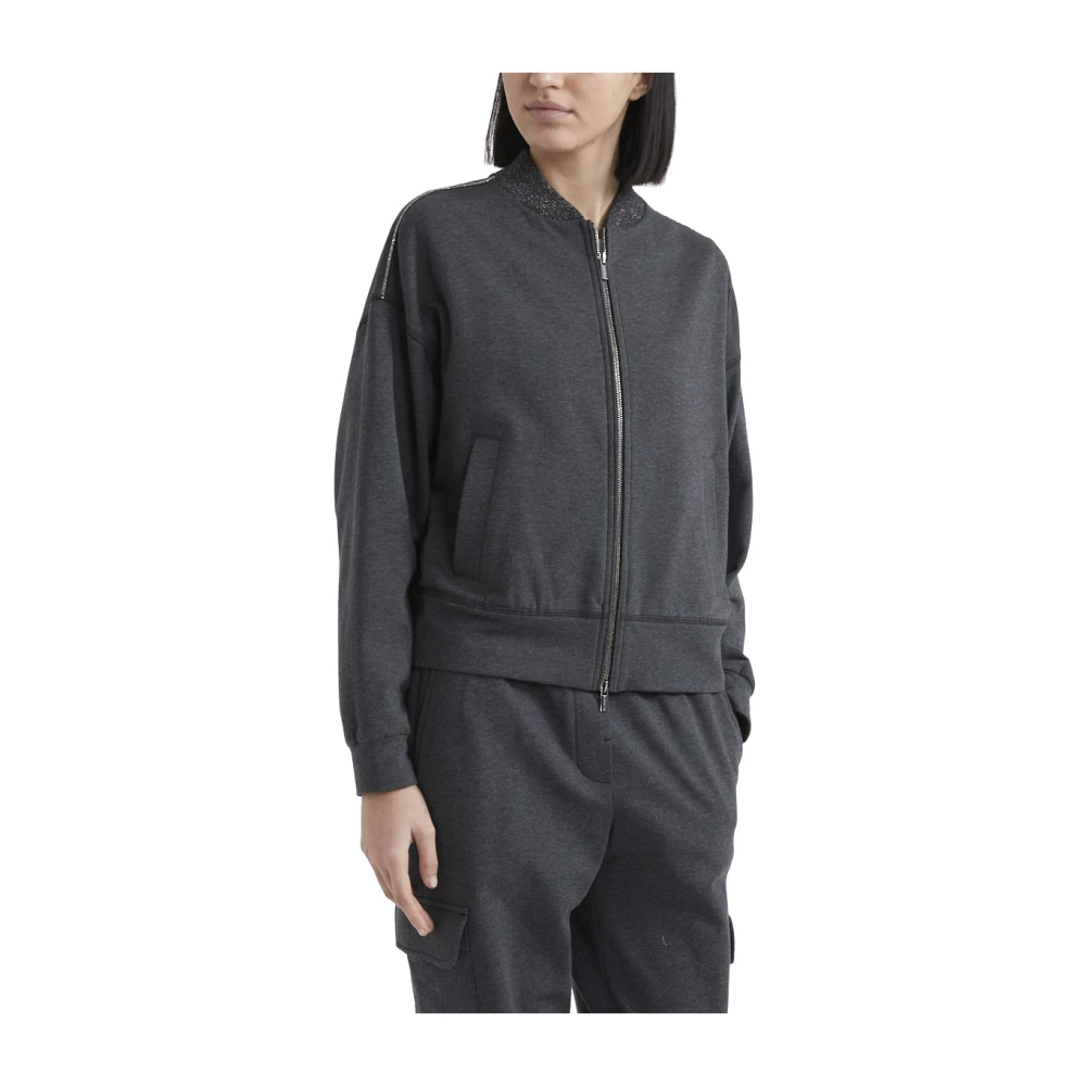 PESERICO Geborstelde stretch katoenen sweatshirt Gray Dames