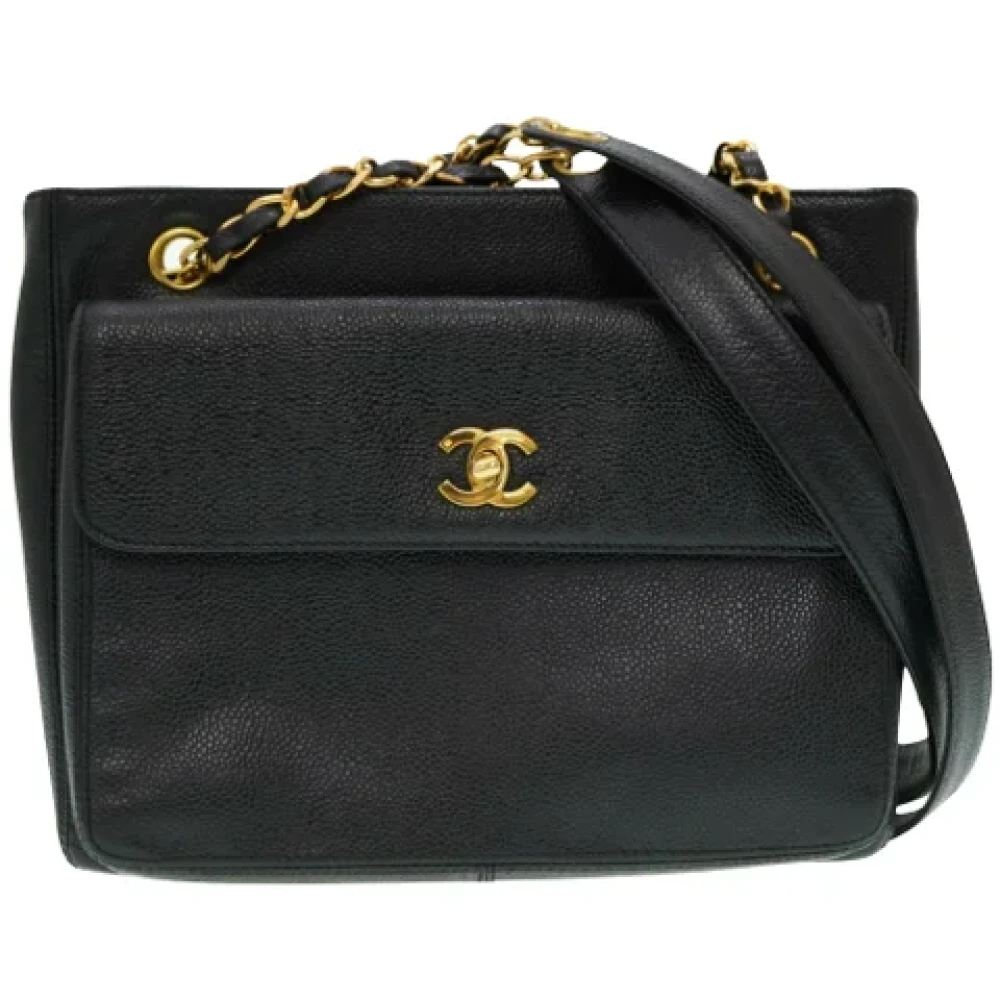 Chanel Vintage Pre-owned Leather shoppers Black Dames