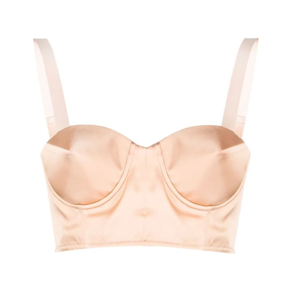 Maison Margiela Beige Satin Bustier met Vier-Stitch Logo Orange Dames