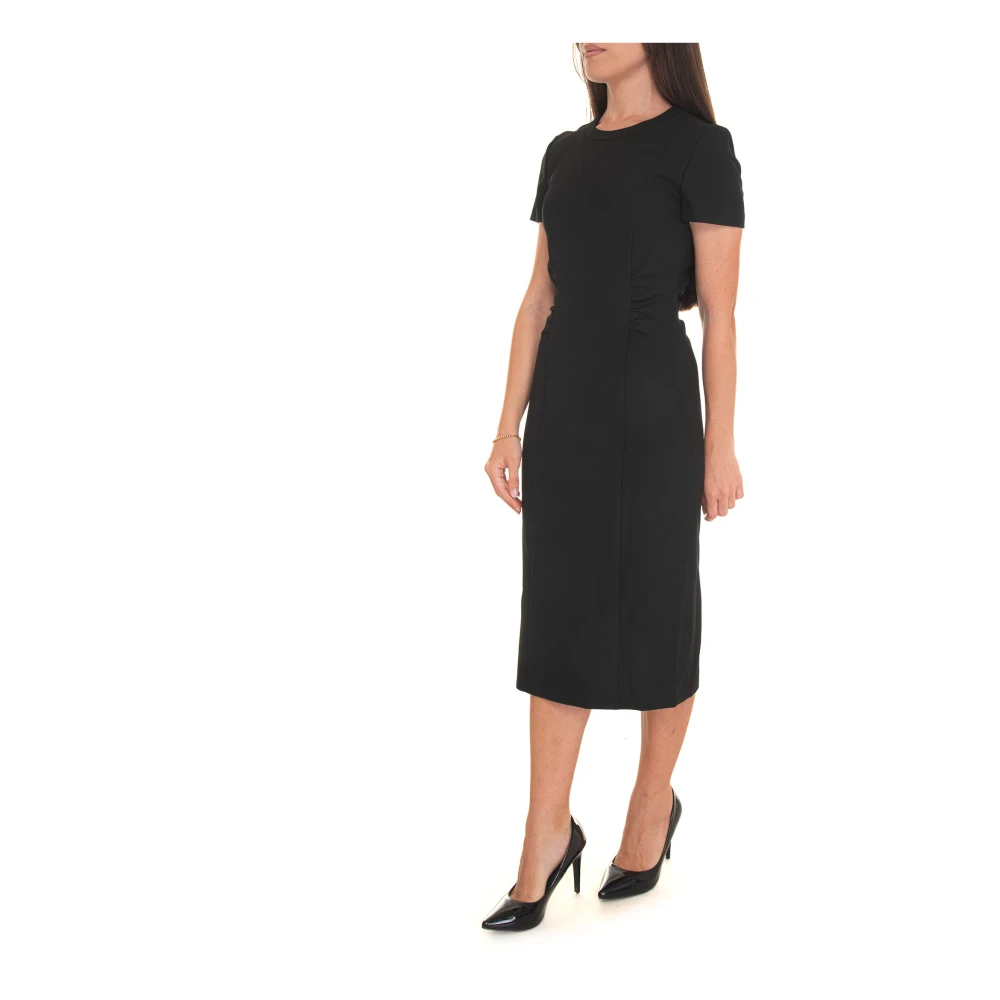 Boss Crêpe Sheath Jurk met Front Gather Black Dames