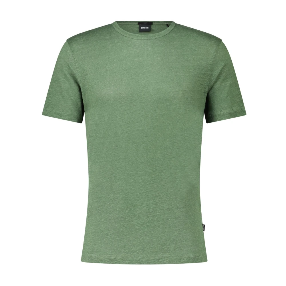 Hugo Boss Linnen Ronde Hals T-shirt Green Heren