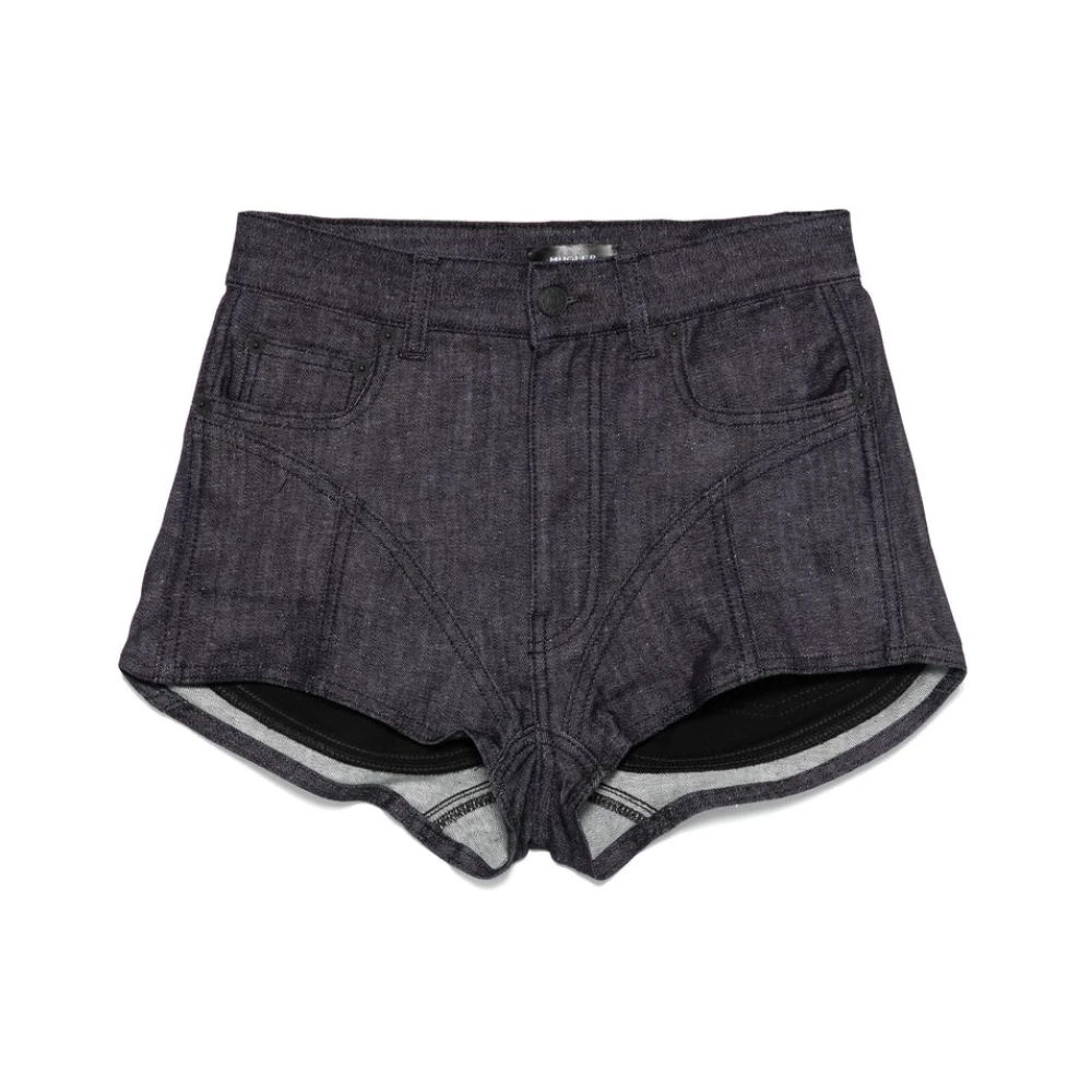 Mugler Zwarte Knoop Rits Klassieke Zak Jeans Blue Dames