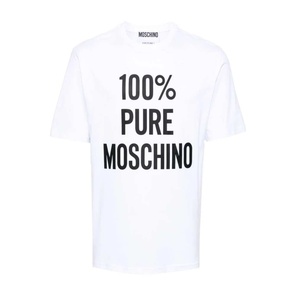 Moschino Witte T-shirts en Polos met Slogan Print White Heren