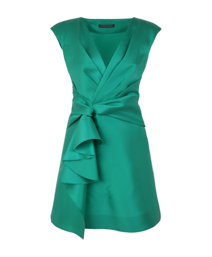elegante-robe-vert-deau-a-draperie
