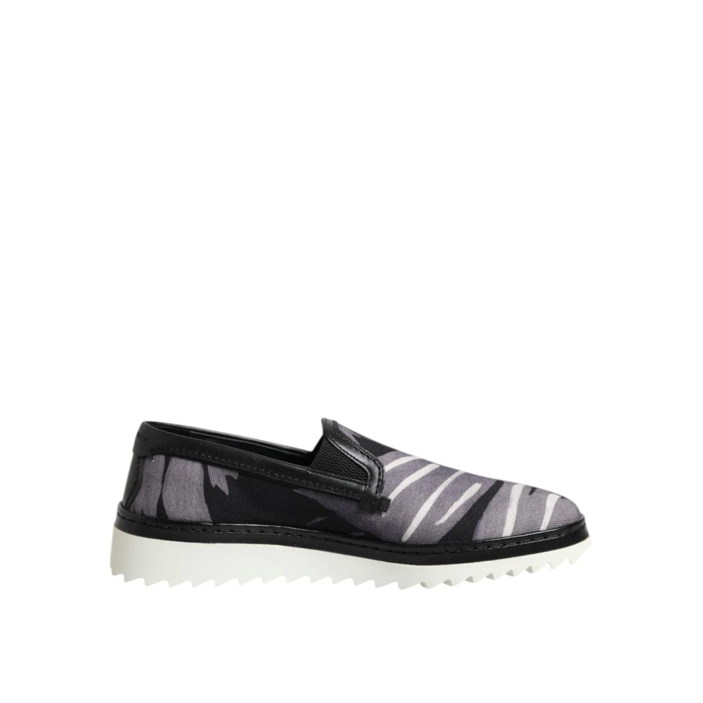 Dolce & Gabbana Men's Black Loafers, 6 Uk, Tropical Slip-On Trainers