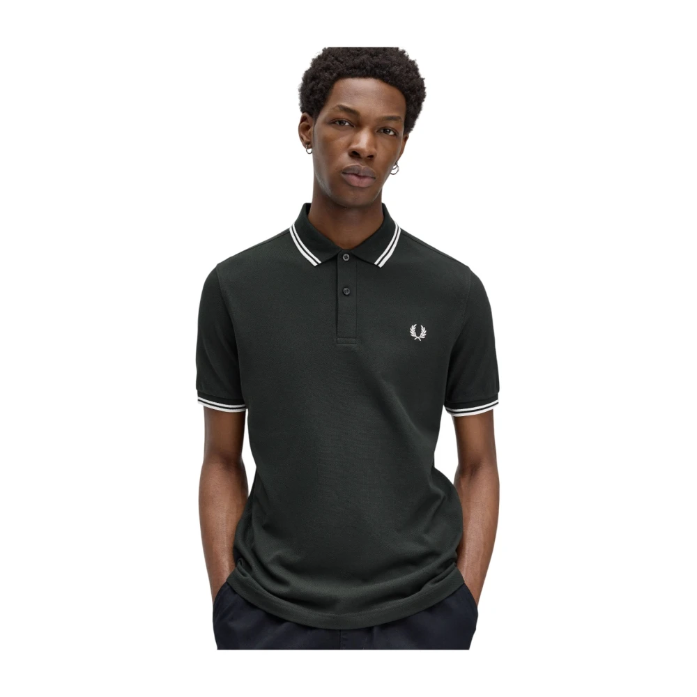Fred Perry Groen Poloshirt met Dubbele Streep Green Heren