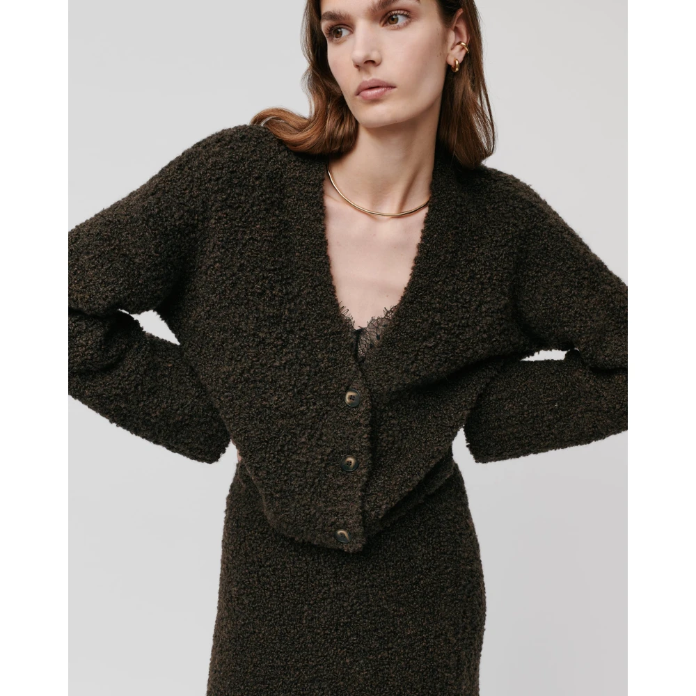 IVY OAK Zachte Bouclé V-Hals Vest Brown Dames