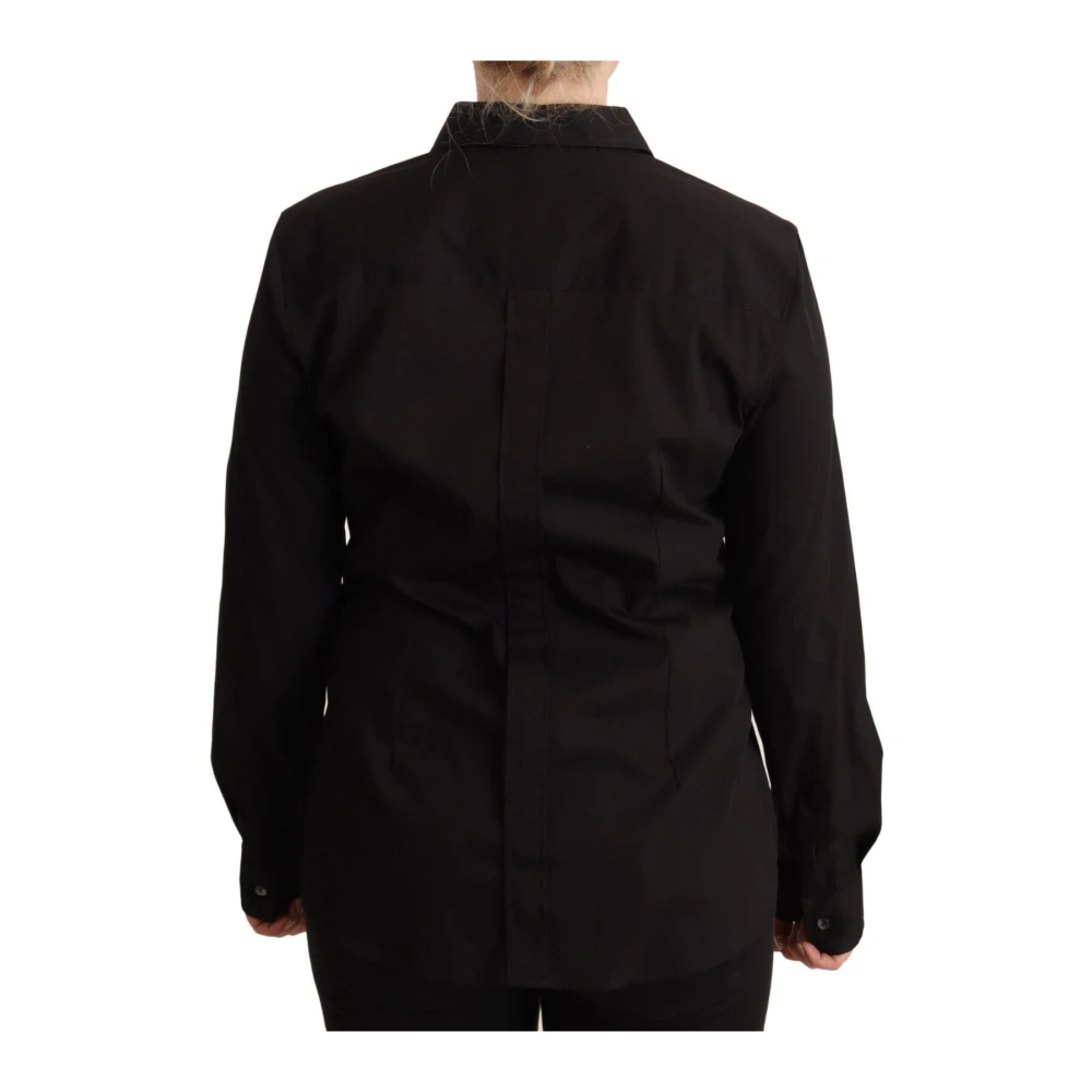 Dolce & Gabbana Elegant zwart poloshirt met kraag Black Dames