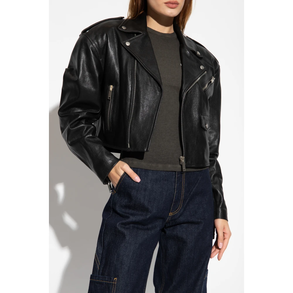 Halfboy Geknipte leren jas Black Dames