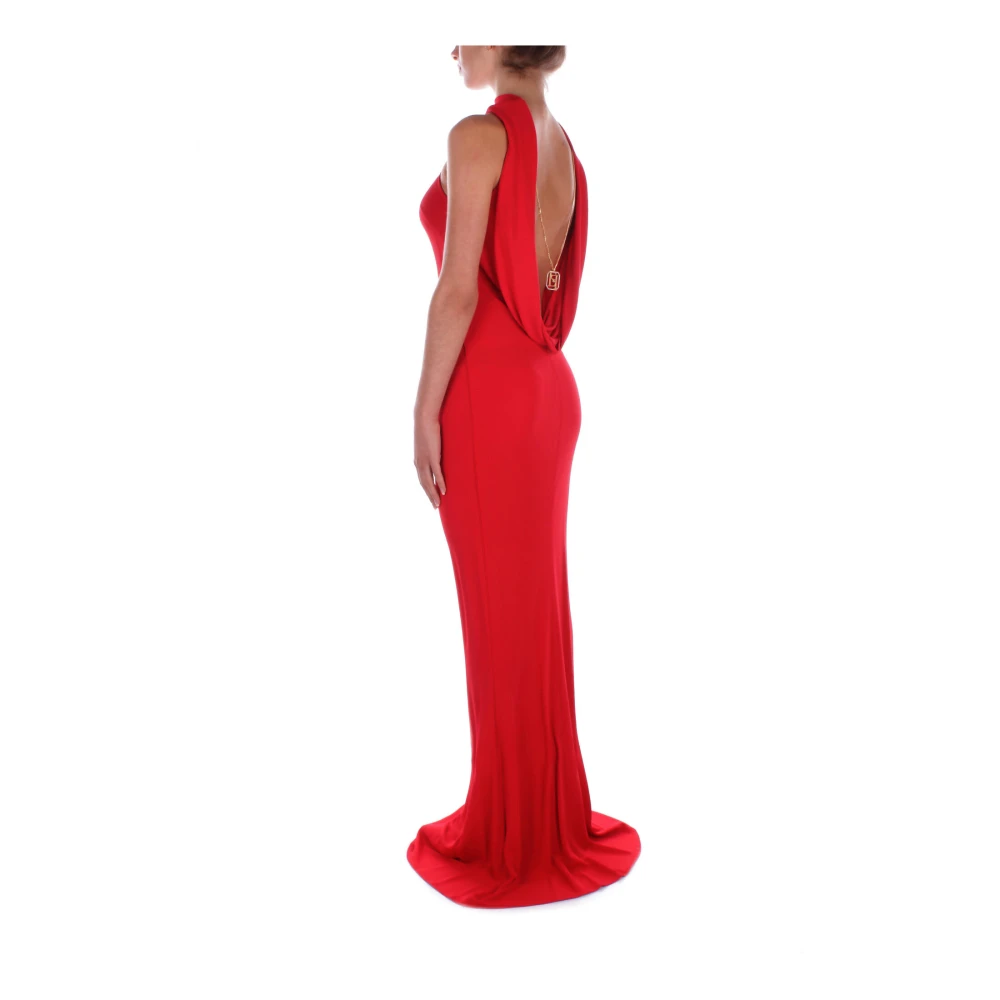 Elisabetta Franchi Red Carpet Rode Jurk Hanger Ketting Red Dames