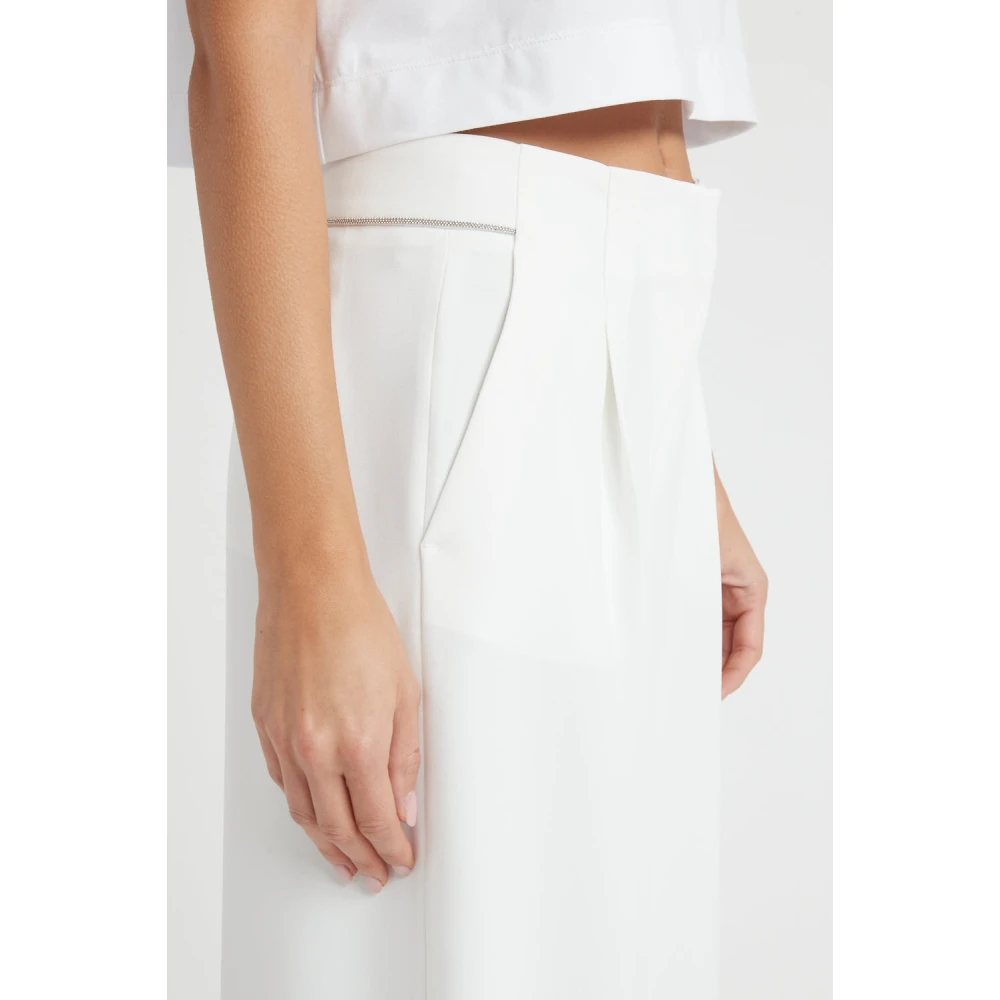 PESERICO Flowing cady crepe palazzo broek White Dames