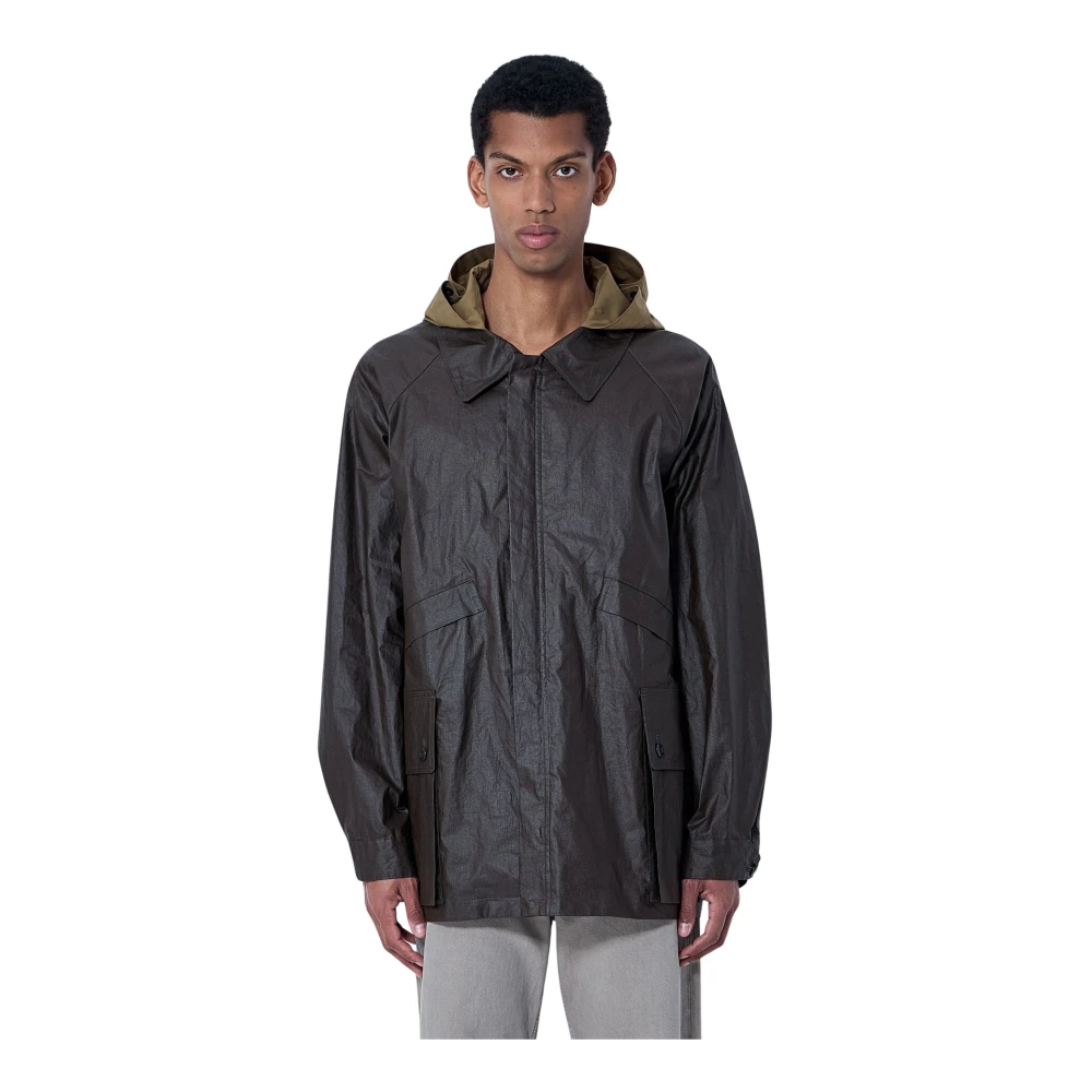 Lemaire Uomo Marrone - Giacca Cerata Con Cappuccio - Jackets - M