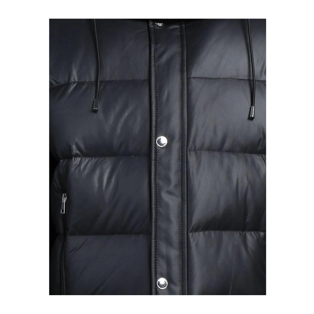 Aquascutum Geruite Voering Hoodie Jas Zwart Ganzendons Black Heren